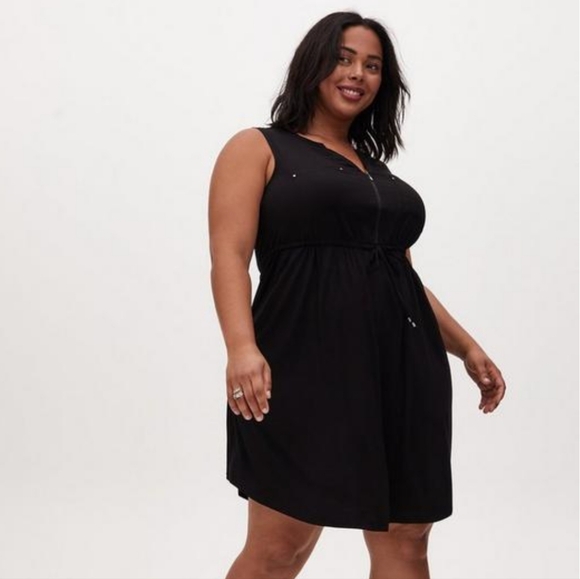 GREY - Mini Challis Zip-Front Shirt Dress - Picture 3 of 5